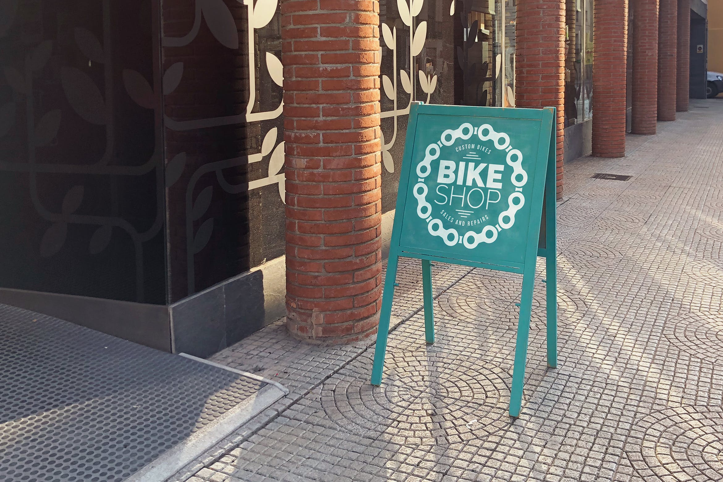 店铺可折叠促销活动告示牌样机模板 Blue Slate Mockup