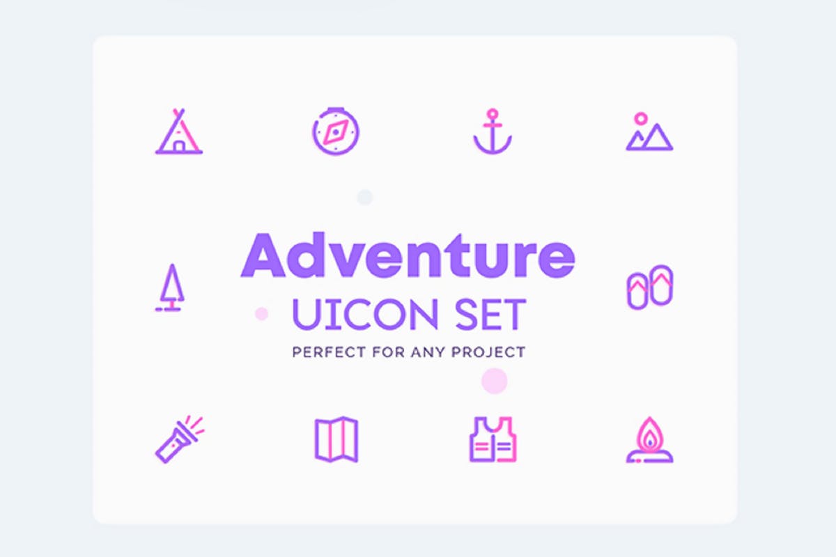 探险露营户外主题图标集[AI, EPS, XD] UICON – Adventure, Camping Icons Set