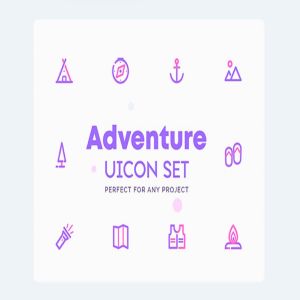 探险露营户外主题图标集[AI, EPS, XD] UICON – Adventure, Camping Icons Set