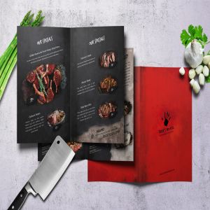 对折页食谱菜单暗黑料理模板 There’s no Hell Bifold A4 & US Letter Menu