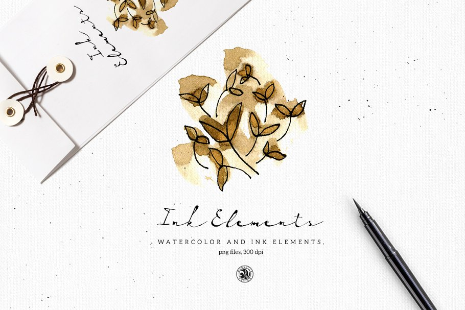 水彩墨水元素 Ink Elements with Watercolor