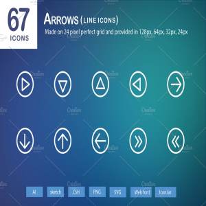 67枚箭头图形线条图标 67 Arrows Line Icons