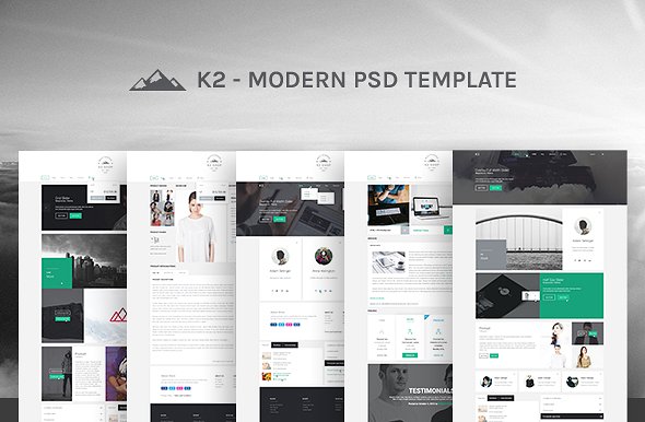 现代应用程序UI素材工具包K2 K2 Website Photoshop PSD Template