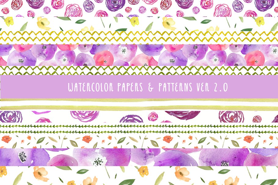 水彩花卉植物图案纹理 Watercolor Patterns 2