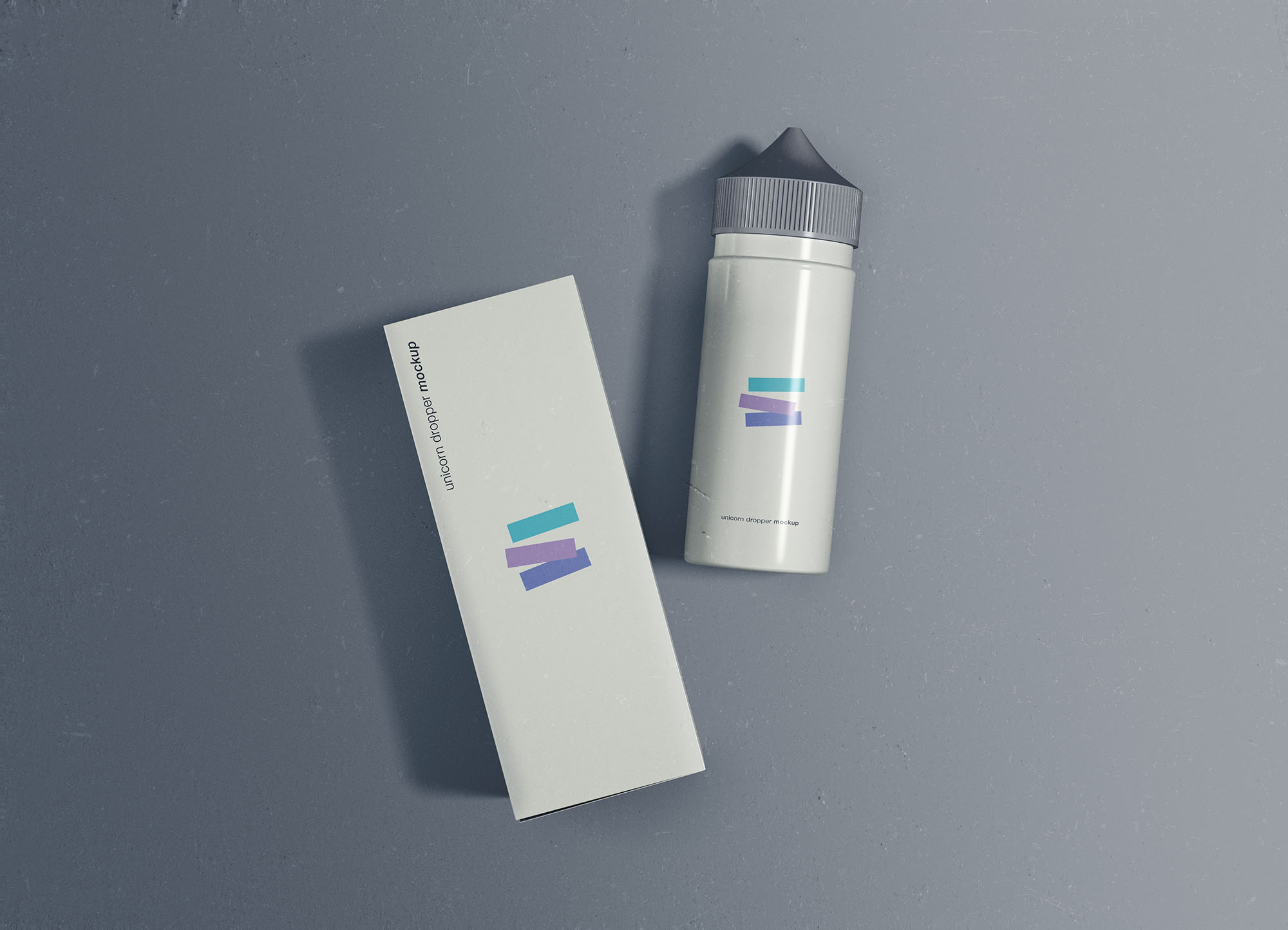 独角兽滴管瓶包装外观设计PSD样机模板 Unicorn Dropper Mockup