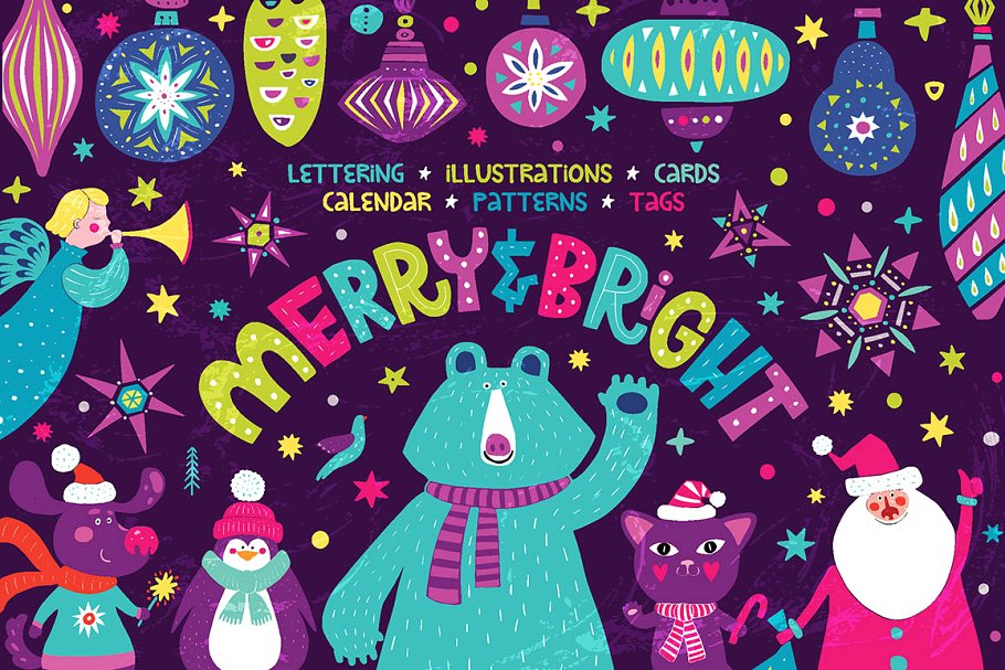 欢乐时光可爱手绘圣诞元素合集 MERRY & BRIGHT – Christmas Set