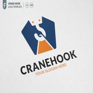 现代极简起重机吊钩Logo模板 Crane Hook Logo插图1