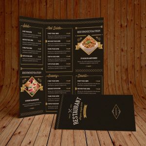 高端优雅餐厅菜单插画设计模板 Elegant Food Menu 3 Illustrator Template