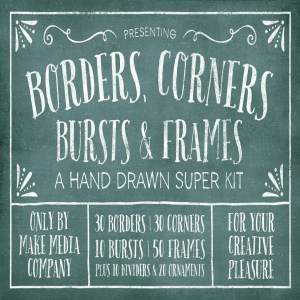 黑板画粉笔画装饰元素设计素材 Borders, Corners & Frames Super Kit