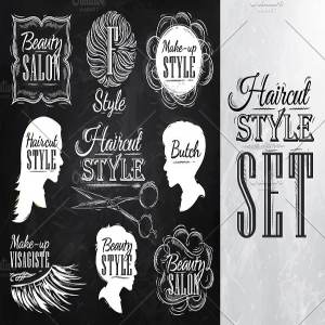 美容美发复古风格素材 Beauty salon