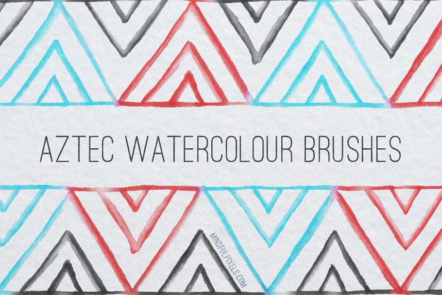 创意阿兹特克水彩画笔笔刷 Aztec Watercolor Brushes