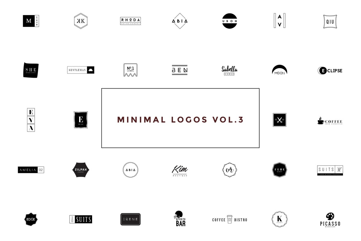 50款极简主义几何图形创意Logo设计模板V3 50 Minimal Logos Vol.3