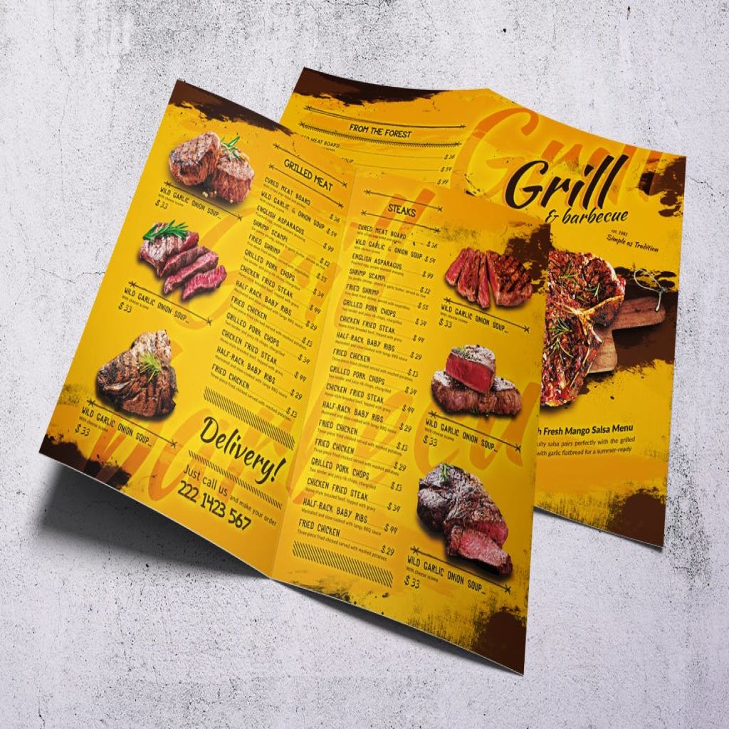 bbq西式烧烤菜单设计模板 bbq vintage food menu bundle插图1