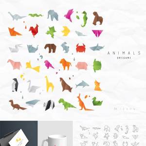 小动物折纸矢量图标 Animals Origami