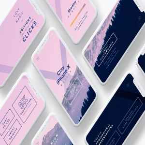 iPhone X手机多屏幕设计预览图等距场景样机 Clay iPhone X Mockup 03