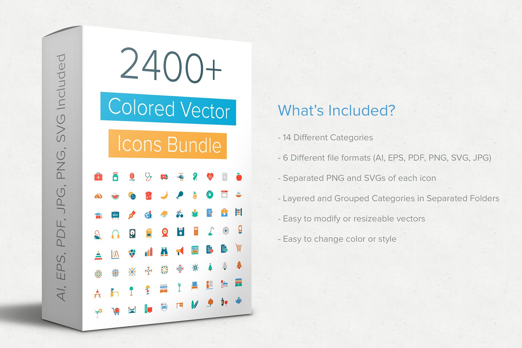 2400+彩色矢量图标 2400+ Colored Vector Icons Bundle