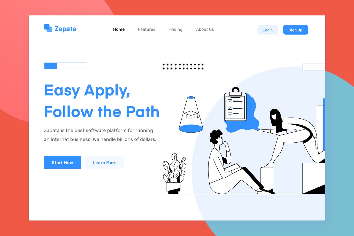 网站服务条款主题简笔画矢量插画素材 Zapata – Terms & Condition Header