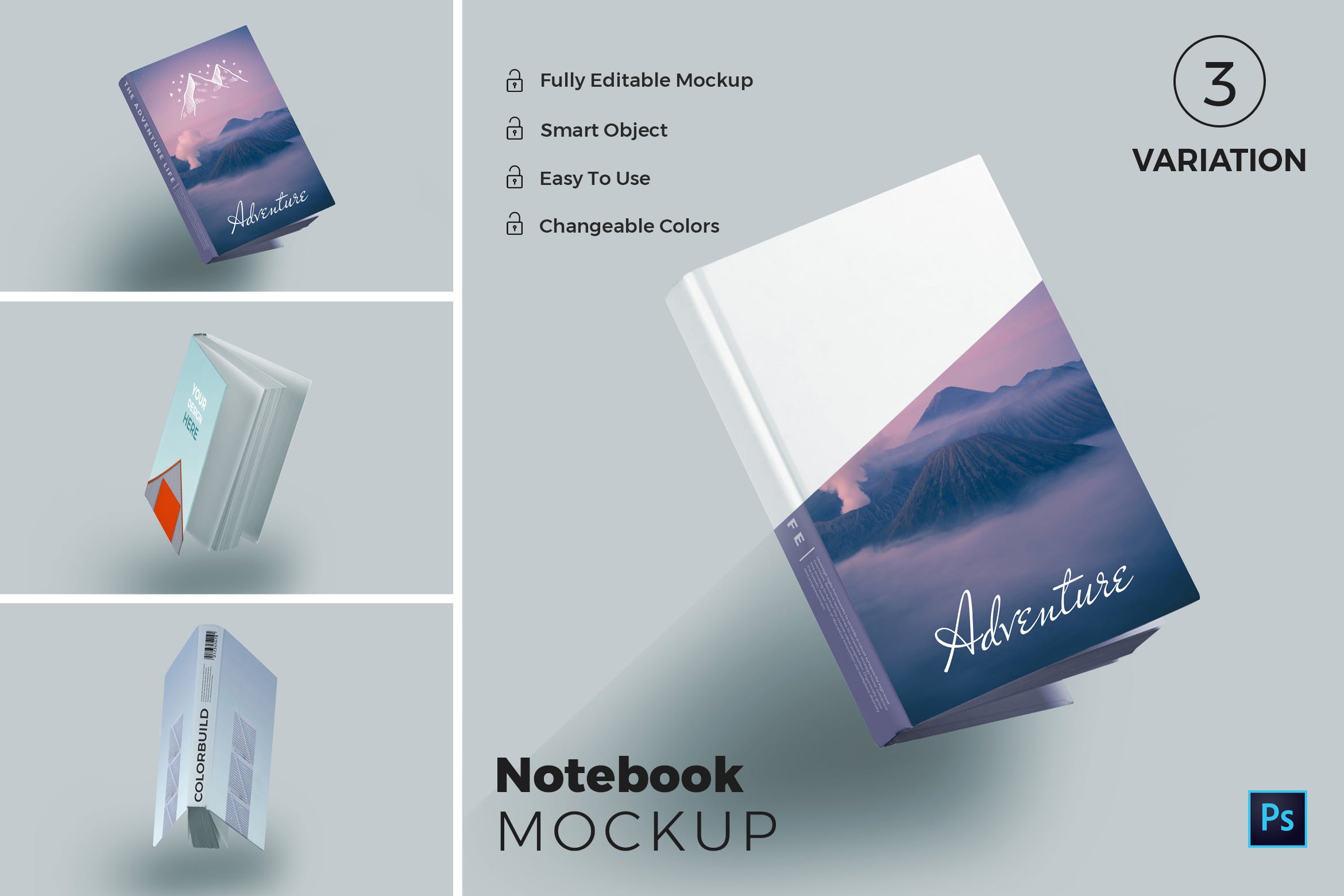 硬封精装记事本封面设计样机 Note Book Mockups