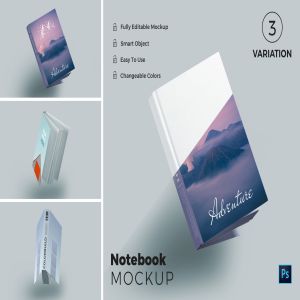 硬封精装记事本封面设计样机 Note Book Mockups