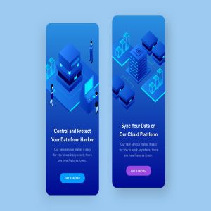 在线云服务平台APP应用引导页启动页设计模板 Online Cloud Platform Mobile Onboarding