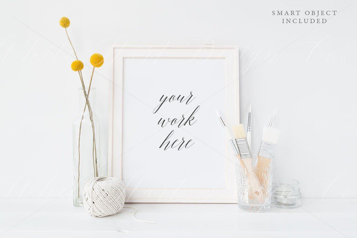 简约桌面画框相框样机 Frame mockup – Rustic/Artist