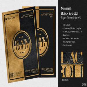 极简主义黑金主题风传单PSD模板v4 Minimal Black Gold Flyer PSD V4