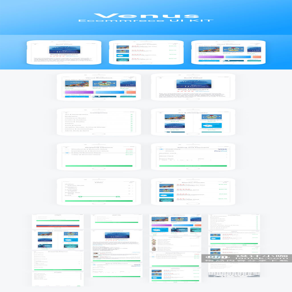 一流设计素材网下午茶：电子图书销售电商 APP UI KIT 模板套装下载 [fig]