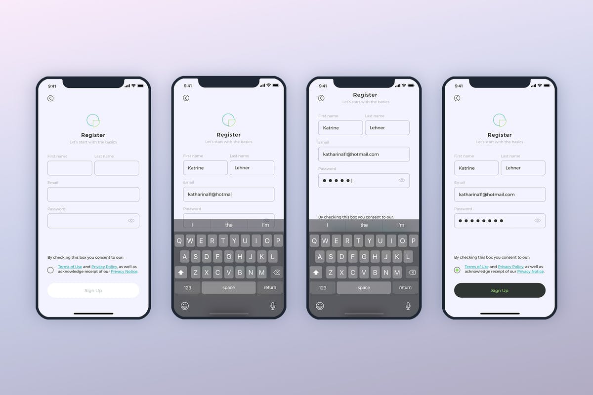简约风格登录注册页面手机APP应用UI设计模板 SignIn SignUp Mobile Ui – FP