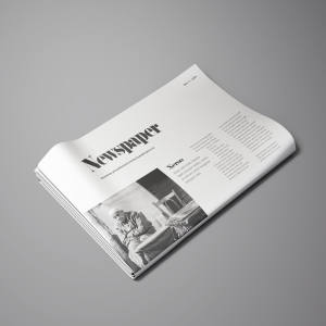 报纸版头设计透视图样机模板 Perspective Newspaper Mockup