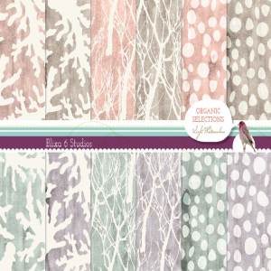 有机植物水彩图案素材 Organic Objects & Watercolor Texture