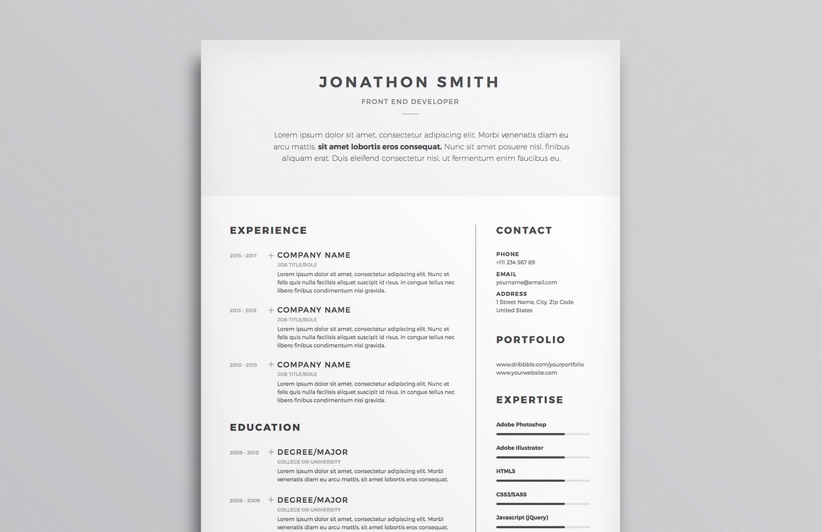 超简洁个人简历模板 Clean Resume/CV Template