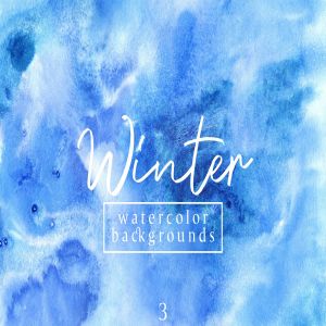 冬季水彩肌理纹理背景图素材v3 Winter Watercolor Backgrounds 3