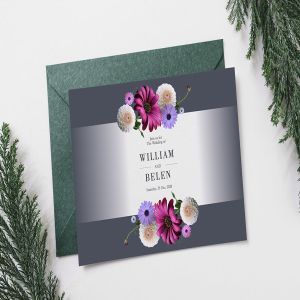 鲜花婚礼婚宴邀请函卡片模板 Floral Wedding Invitation Card