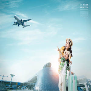 夏季暑假家庭旅行活动宣传海报套装[PSD]