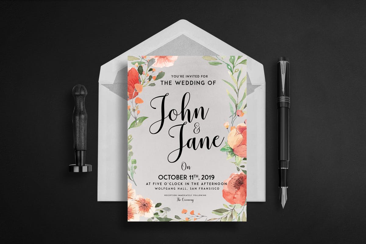 现代复古风格婚礼婚宴邀请函设计套装 Modern-Vintage Wedding Suite invitation