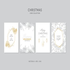 圣诞元素装饰艺术圣诞节贺卡矢量设计模板集v5 Christmas Greeting Card Vector Set