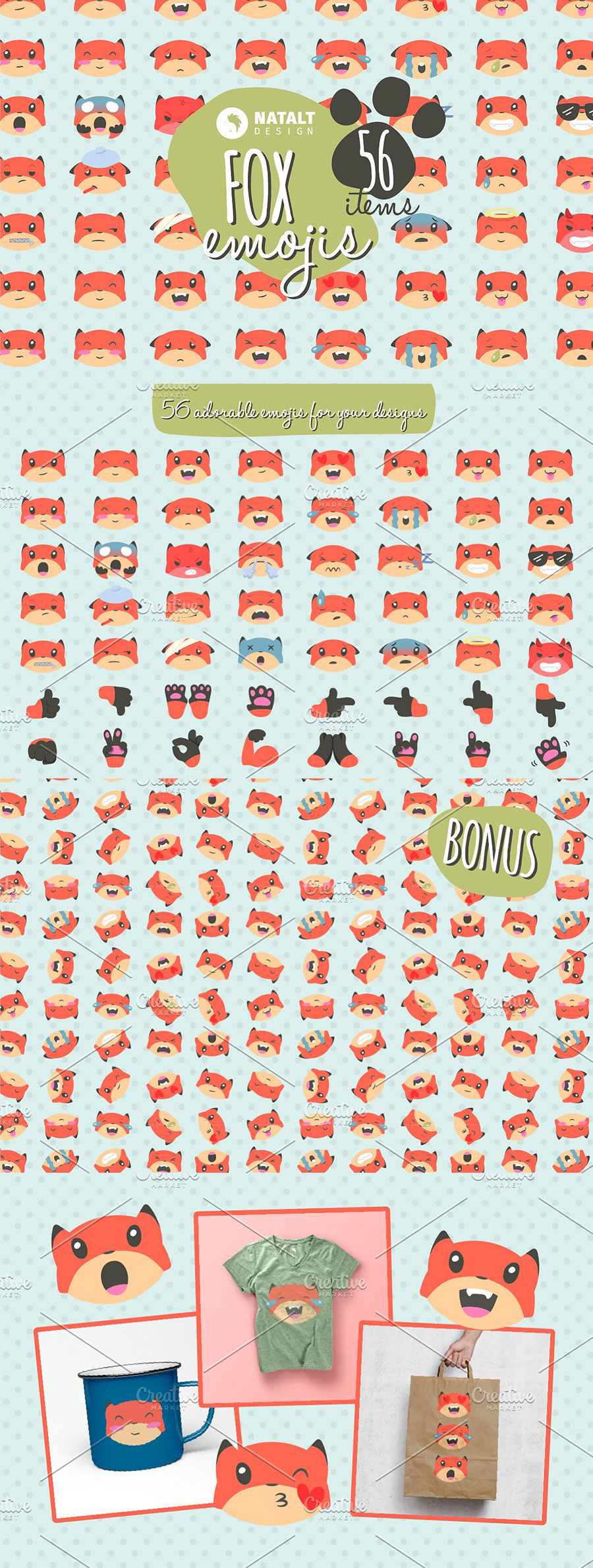 绘制精美的狐狸表情素材包[EPS]