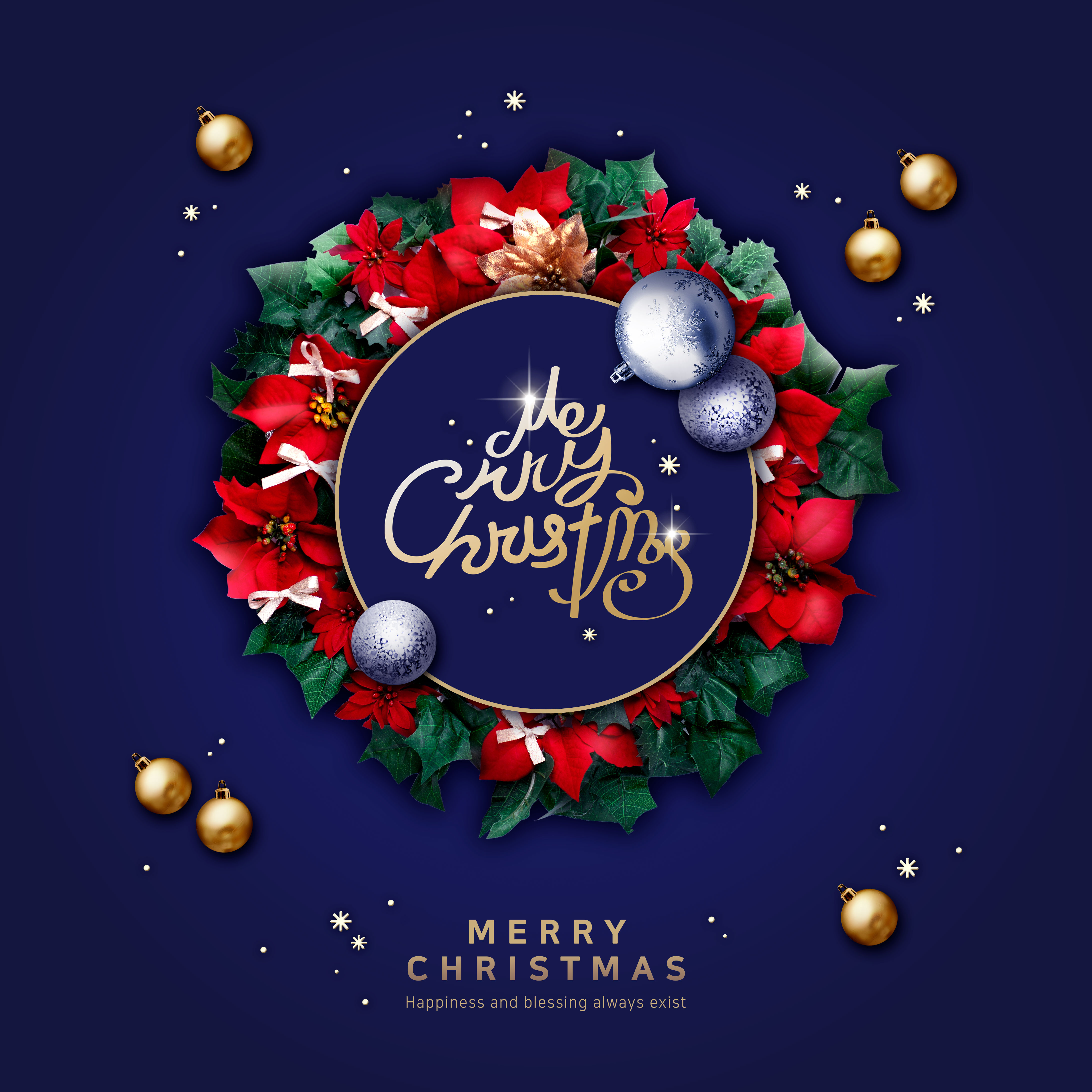 圣诞装饰花环节日祝福海报模板