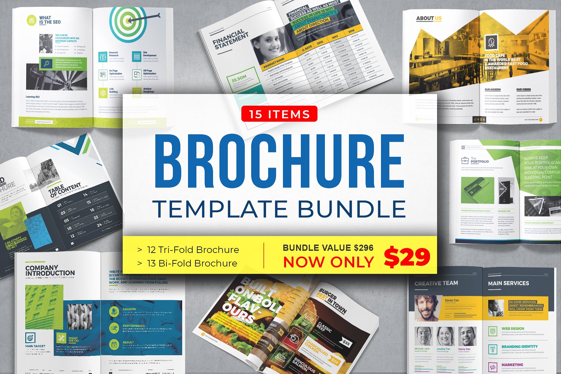 15合1小册子模板合辑下载 Brochure Bundle [indd,eps] 1.22GB