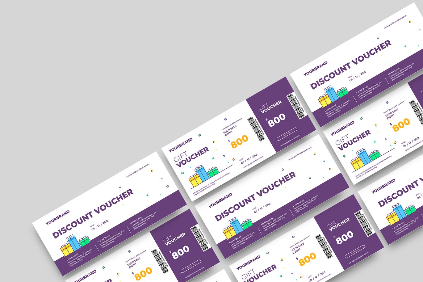 时尚高端简约多用途的新年圣诞节打折促销sale礼品券入场券门票设计矢量模板-5