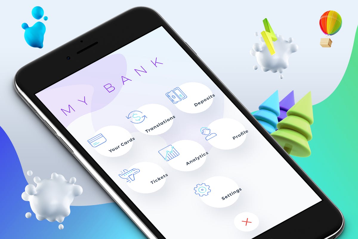 网上银行电子钱包手机APP设计UI套件2- M Menu Wallet 2 Mobile Ui – M