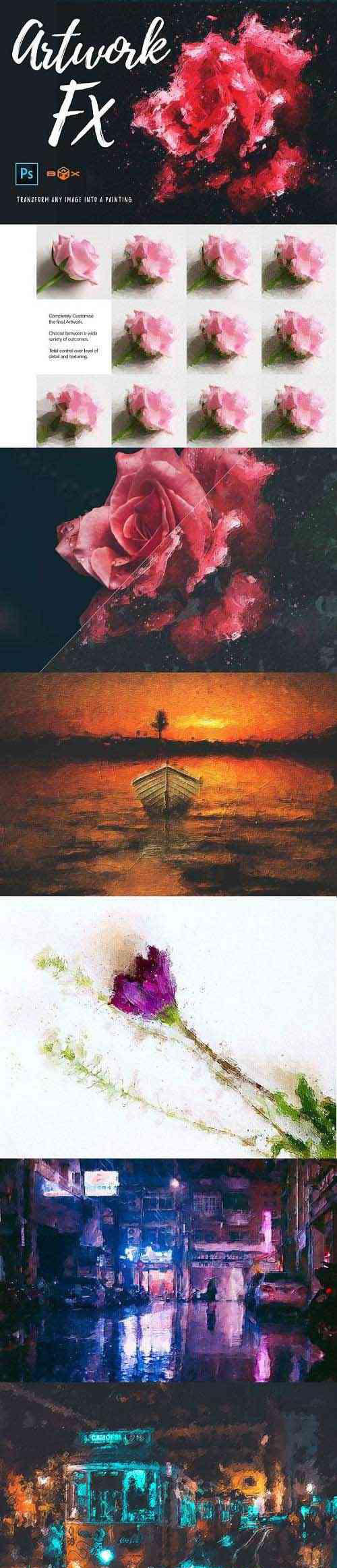 绽放的玫瑰动画艺术品FX Photoshop附加组件
