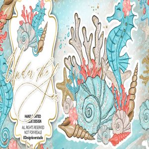 海洋生物水彩插画设计素材 Under the Sea design