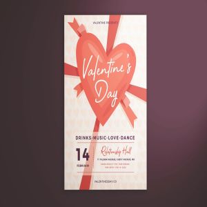 情人节主题节日海报设计模板 Valentine’s Day Flyer Vol. 01