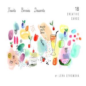 水彩手绘浆果甜点剪贴画 Fruits & Berries & Desserts