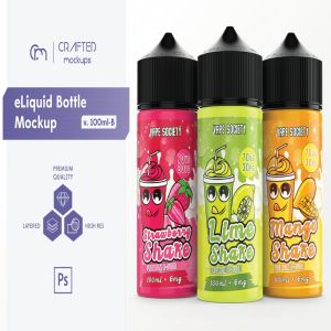 果味型电子烟烟油瓶外观设计模板 eLiquid Bottle Mockup v 100ml-B