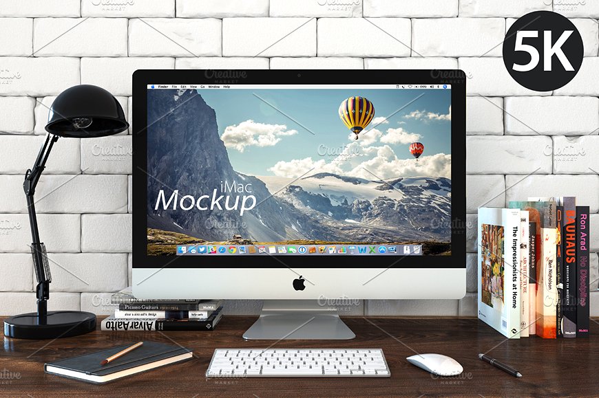 5K高清分辨率 iMac 苹果一体机样机 iMac mockup – 5k (Loft)