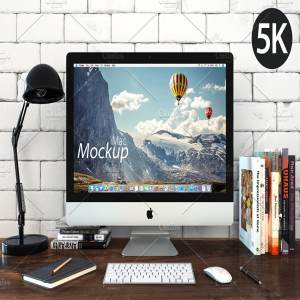 5K高清分辨率 iMac 苹果一体机样机 iMac mockup – 5k (Loft)