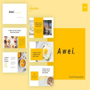 美食品牌/餐厅主题谷歌幻灯片设计模板 Awei – Food Google Slides Template