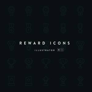 25枚奖章奖杯矢量图标素材 25 Vector Reward Icons